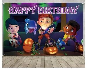 Sharkdog Happy Birthday Sign 5 x 3 Banner Party Supplies Halloween Backdrop